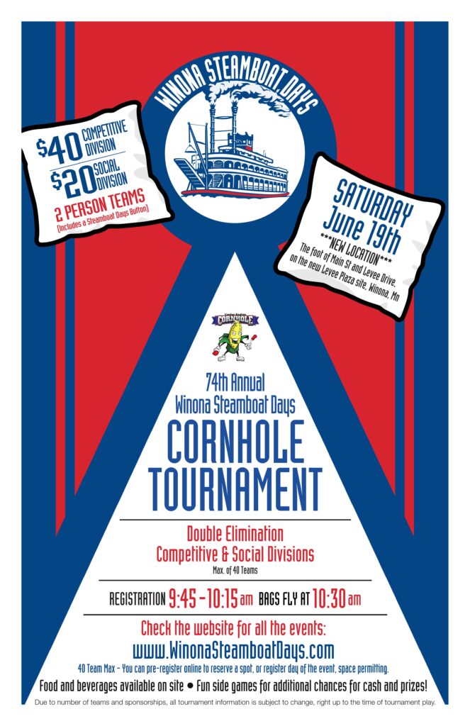 2021 Steamboat Days corn hole poster Winona Steamboat Days